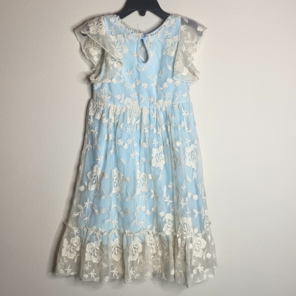 Zunie Easter Blue Lace Overlay Party Dress Size 5 - Picture 2 of 8